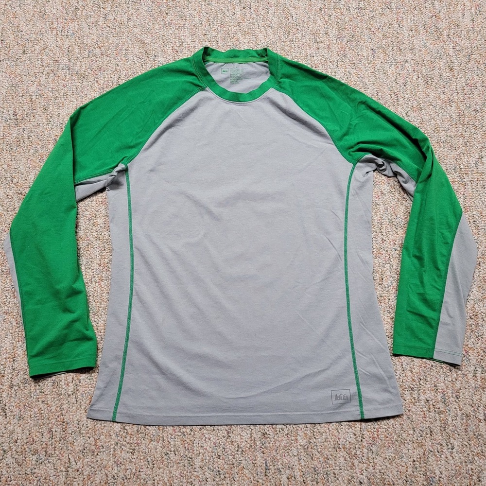 REI Performance Raglan Shirt Mens Large‎ Long Sleeve Grey Polartec Base Layer